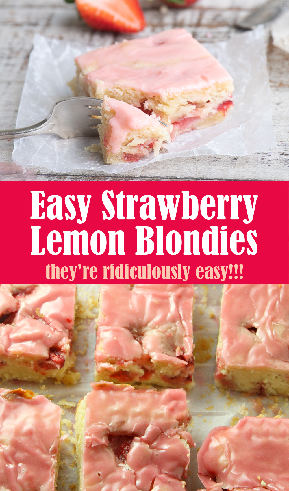 Easy Strawberry Lemon Blondies